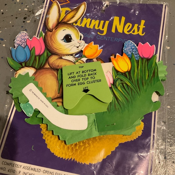 Beistle Vtg Bunny Nest Honeycomb Easter Centerpiece Decoration Art Tissue - Picture 1 of 4